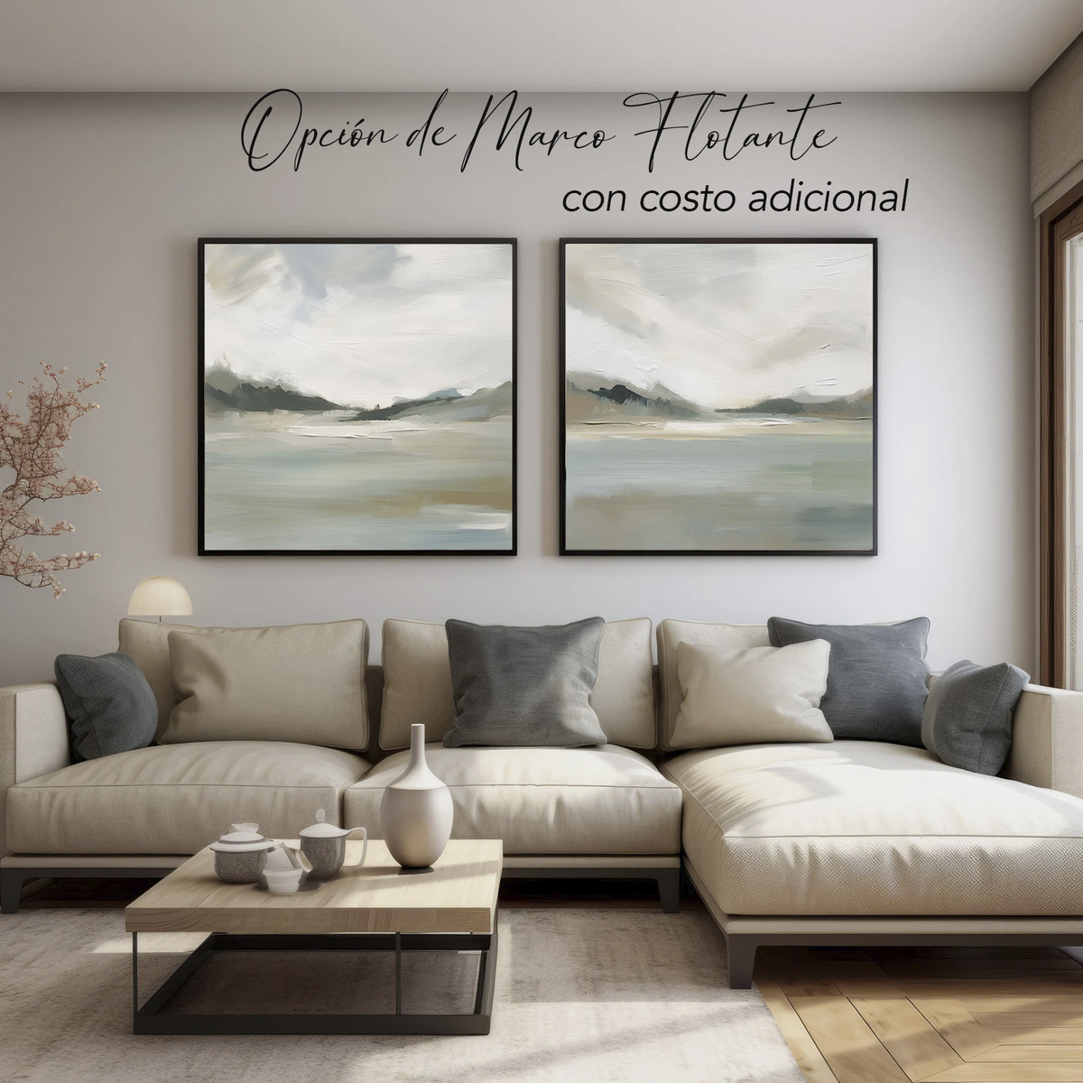 Foto 3 pulgar | Conjunto Cuadros Paisajes Abstractos Moderno Canvas 65x65cm