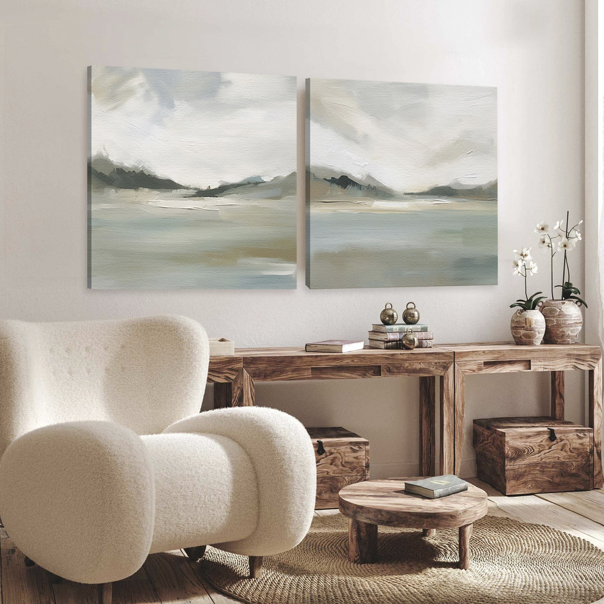 Foto 4 | Conjunto Cuadros Paisajes Abstractos Moderno Canvas 65x65cm