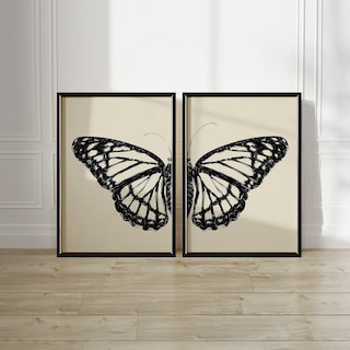 Foto 2 | Set 2 Cuadros Mariposa Aesthetic Minimailsta Marcos Madera