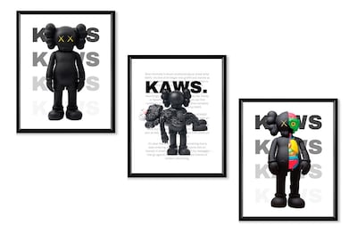 Foto 3 | Set 3 Cuadros Kaws Minimalist Hypebeast Marcos De Madera