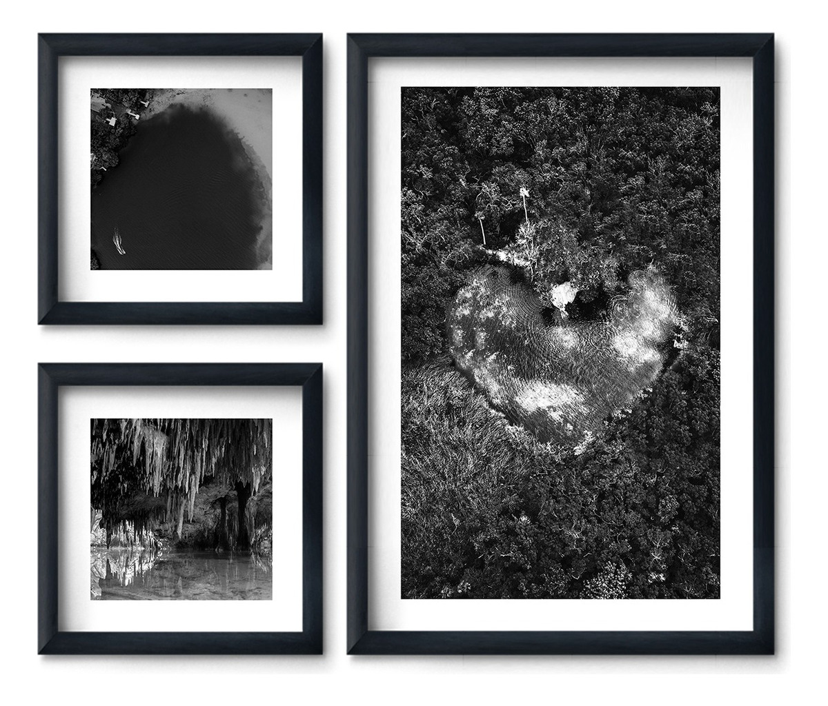 Foto 2 | Set 3 Cuadros Cenotes Mexico Elegante Blanco Y Negro Hermoso
