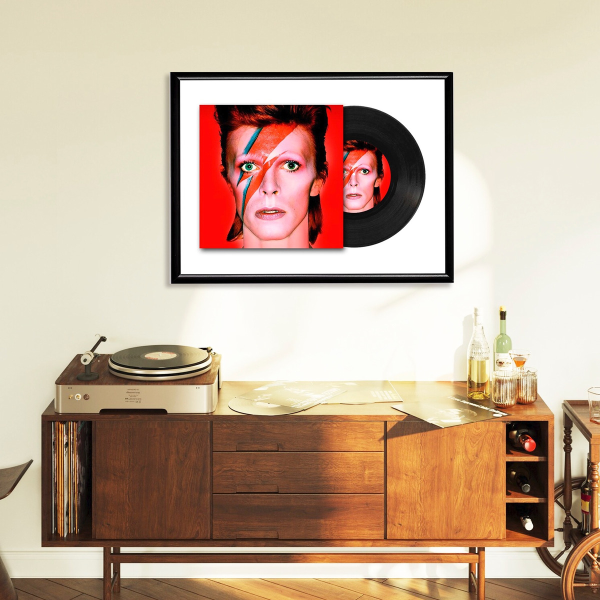 Foto 4 pulgar | Cuadro Disco Vinilo | 40x60cm Marco Negro (david Bowie)