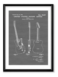 Foto 2 | Set 2 Cuadros Guitarra Fender Electrica Patent Marco Madera