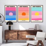 Set 3 Cuadros Andy Warhol Sunset Puesta De Sol Marco Madera
