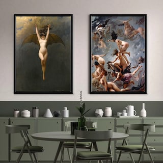 Foto 1 | Set 2 Cuadros Brujas Vintage Arte Gótico Dark Marco Madera