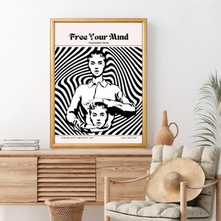 Foto 2 | Cuadros Marco Madera Aesthetic Retro Psychedelic Minimalista