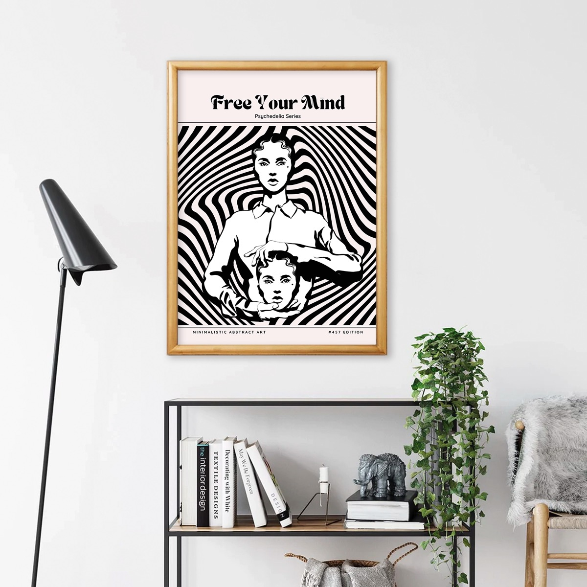 Foto 3 | Cuadros Marco Madera Aesthetic Retro Psychedelic Minimalista