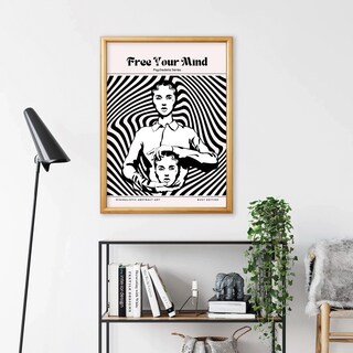Foto 3 | Cuadros Marco Madera Aesthetic Retro Psychedelic Minimalista