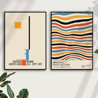 Foto 1 | Set 2 Cuadros Bauhaus Moderno Minimailstas Marco Madera