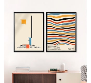Foto 3 | Set 2 Cuadros Bauhaus Moderno Minimailstas Marco Madera