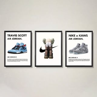 Foto 1 | Set 3 Cuadros Air Jordan Travis Scott Nike X Kaws Hypebeast