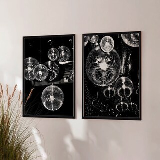 Foto 1 | Set 2 Cuadros Disco Ball Aesthetic Vintage 70's Marco Madera