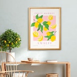 Cuadro Limones Lemon Tree Vintage Fruit Market Marco Madera