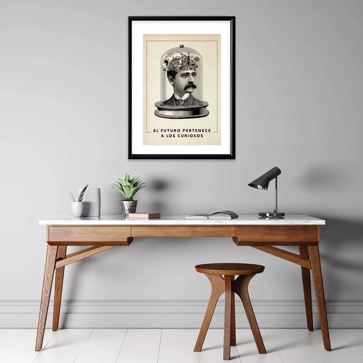 Foto 1 | Cuadro Nikola Tesla Inventor Con Marco De Madera Motivación