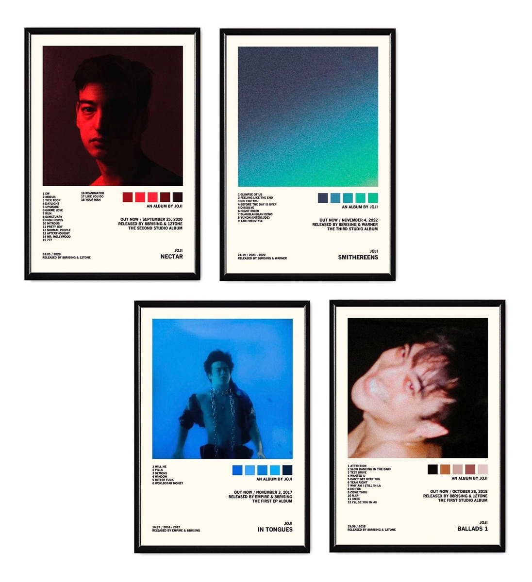 Foto 4 pulgar | Joji Álbum Music Tracklist Cuadro Con Marco Madera Laminado