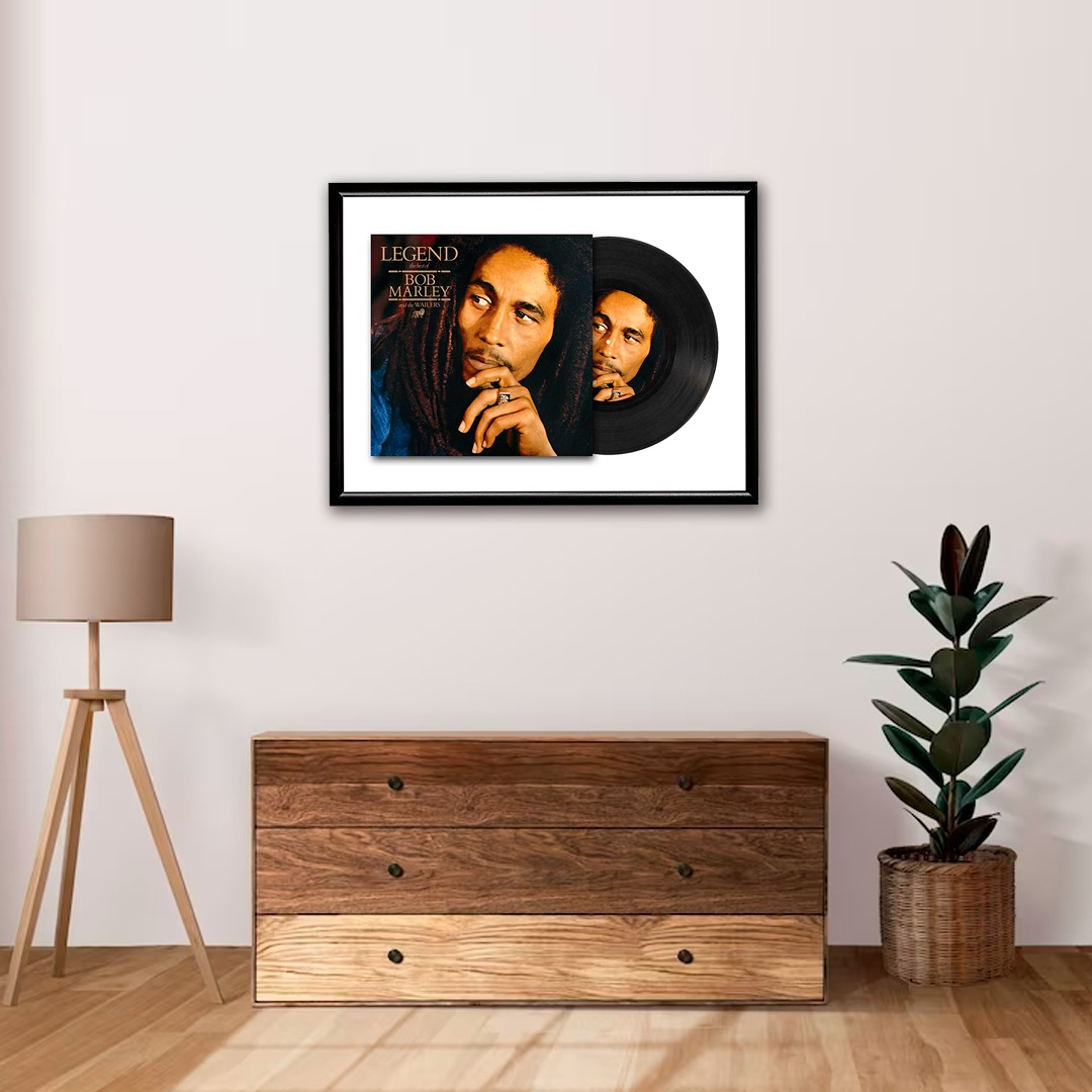 Foto 3 pulgar | Cuadro Decorativo Vinilo | 40x60cm Marco Negro Bob Marley
