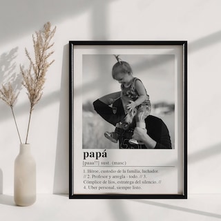 Foto 1 | Día Del Padre Definición Papá Cuadro Con Marco Madera Armazón Negro