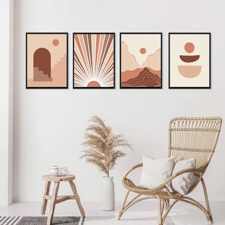 Foto 1 | Set 4 Cuadros Boho Abstracto Paisaje Modernos Marcos Madera