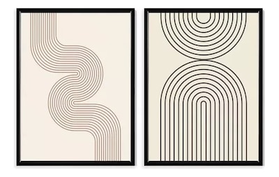 Foto 1 | Set 2 Cuadros Abstractos Moderno Minimailstas Marco Madera