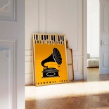 Cuadros Jazz Music Moderno Poster Festival Con Marco Madera