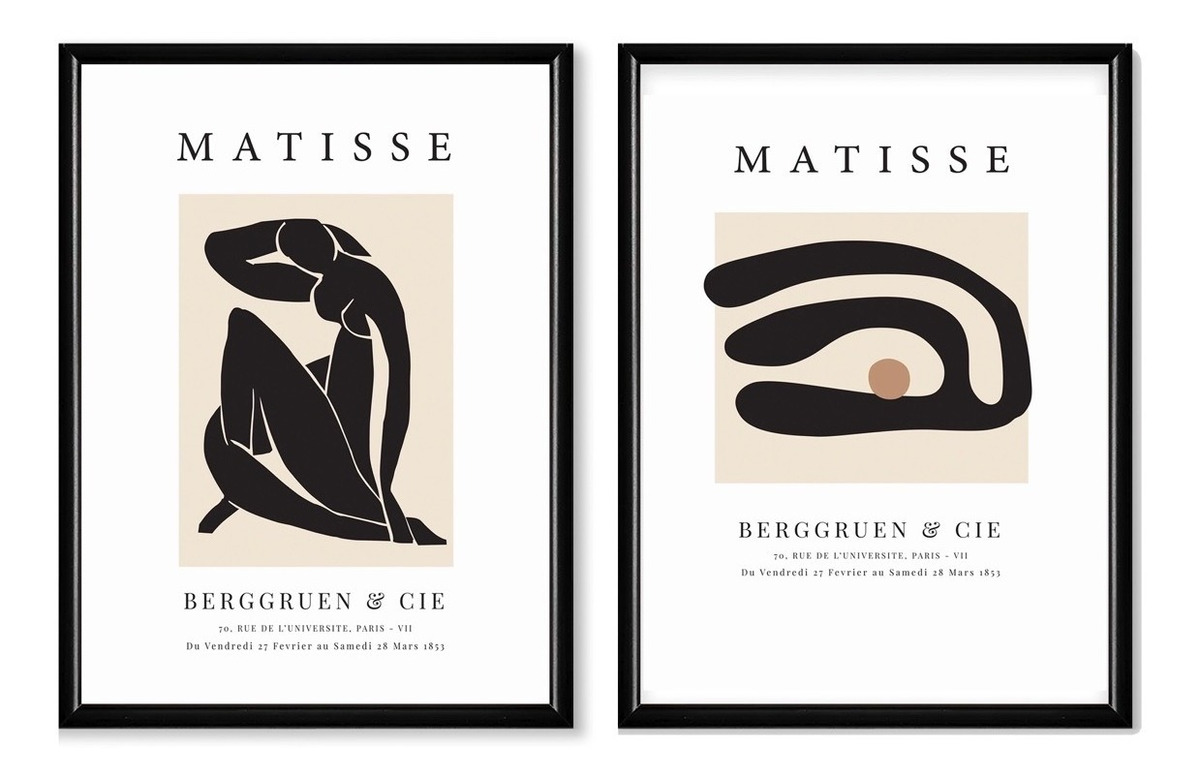 Foto 1 | Set 2 Cuadros Matisse Black Minimalist Moderno Marco Madera