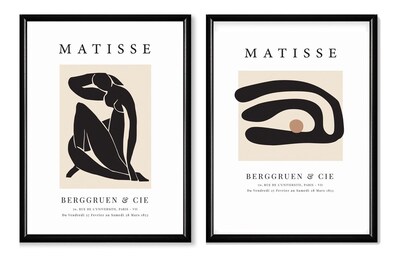 Foto 1 | Set 2 Cuadros Matisse Black Minimalist Moderno Marco Madera