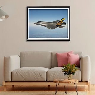 Foto 2 | Cuadro Decorativo Avión De Caza Guerra Marco Negro De Madera