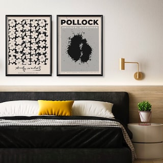 Foto 1 | Set 2 Cuadros Warhol Y Pollock Blanco Y Negro Marco Madera