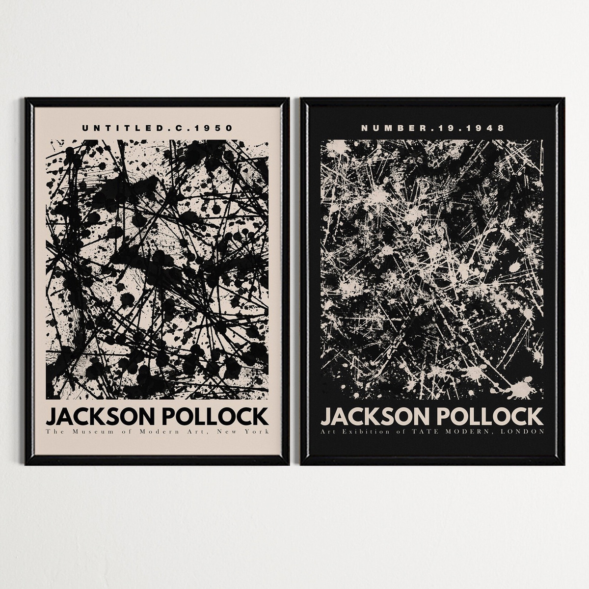 Set Cuadros Jackson Pollock Abstracto Museum Marco Madera