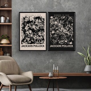 Foto 2 | Set Cuadros Jackson Pollock Abstracto Museum Marco Madera