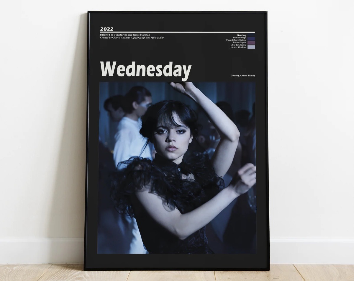 Foto 3 pulgar | Merlina Wednesday Addams Baile Dancing Poster Cuadro Madera