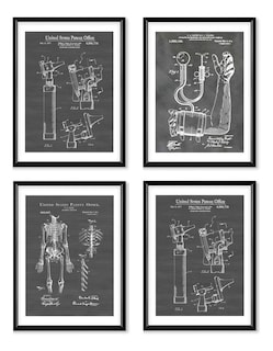 Foto 2 | Set 4 Cuadros Doctor Instrumentos Vintage Con Marcos Madera