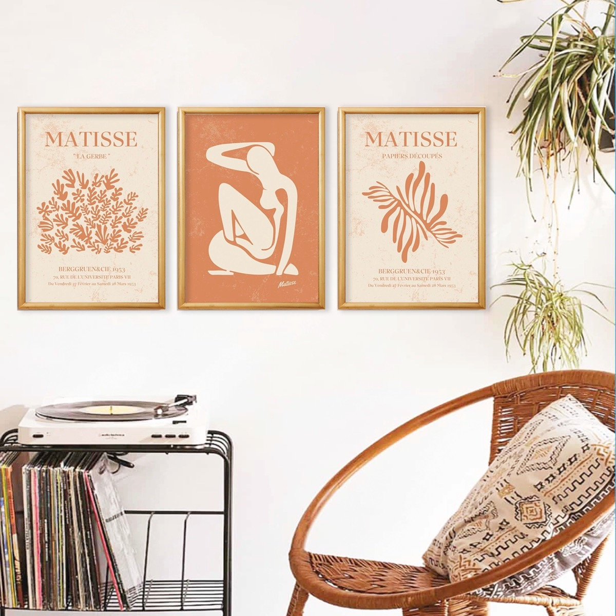 Foto 4 pulgar | Set 3 Cuadros Matisse Neutral Peach Moderno Marco Madera