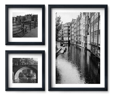 Foto 2 | Set 3 Cuadros Ámsterdam Elegante Blanco Y Negro Hermoso