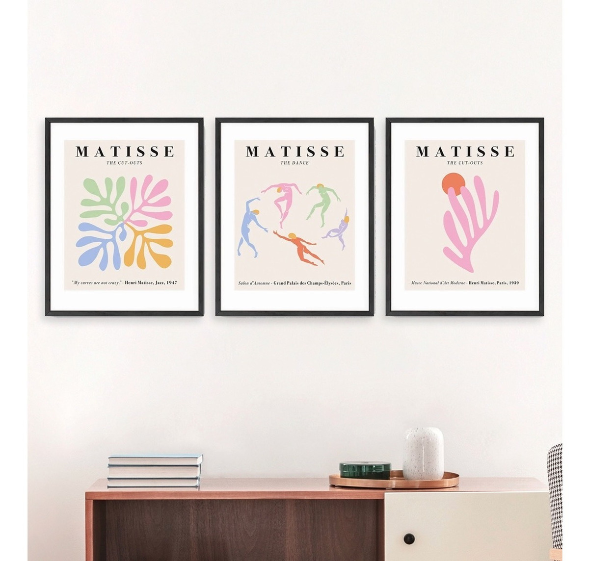 Foto 4 pulgar | Set 3 Cuadros Matisse Pastel Arte Abstracto Marco Madera