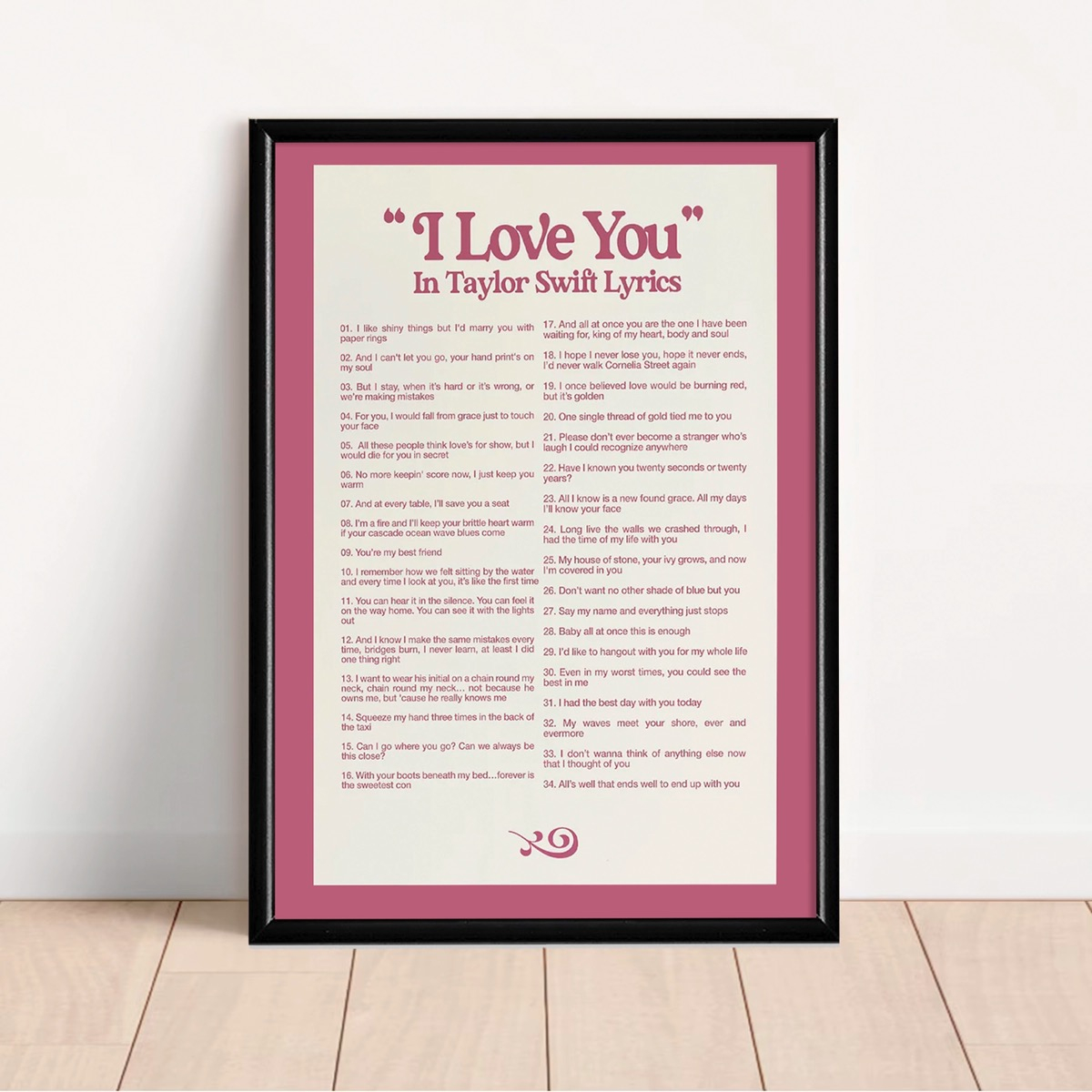 Foto 2 pulgar | Taylor Swift Cuadro Poster Enmarcado I Loye You Madera