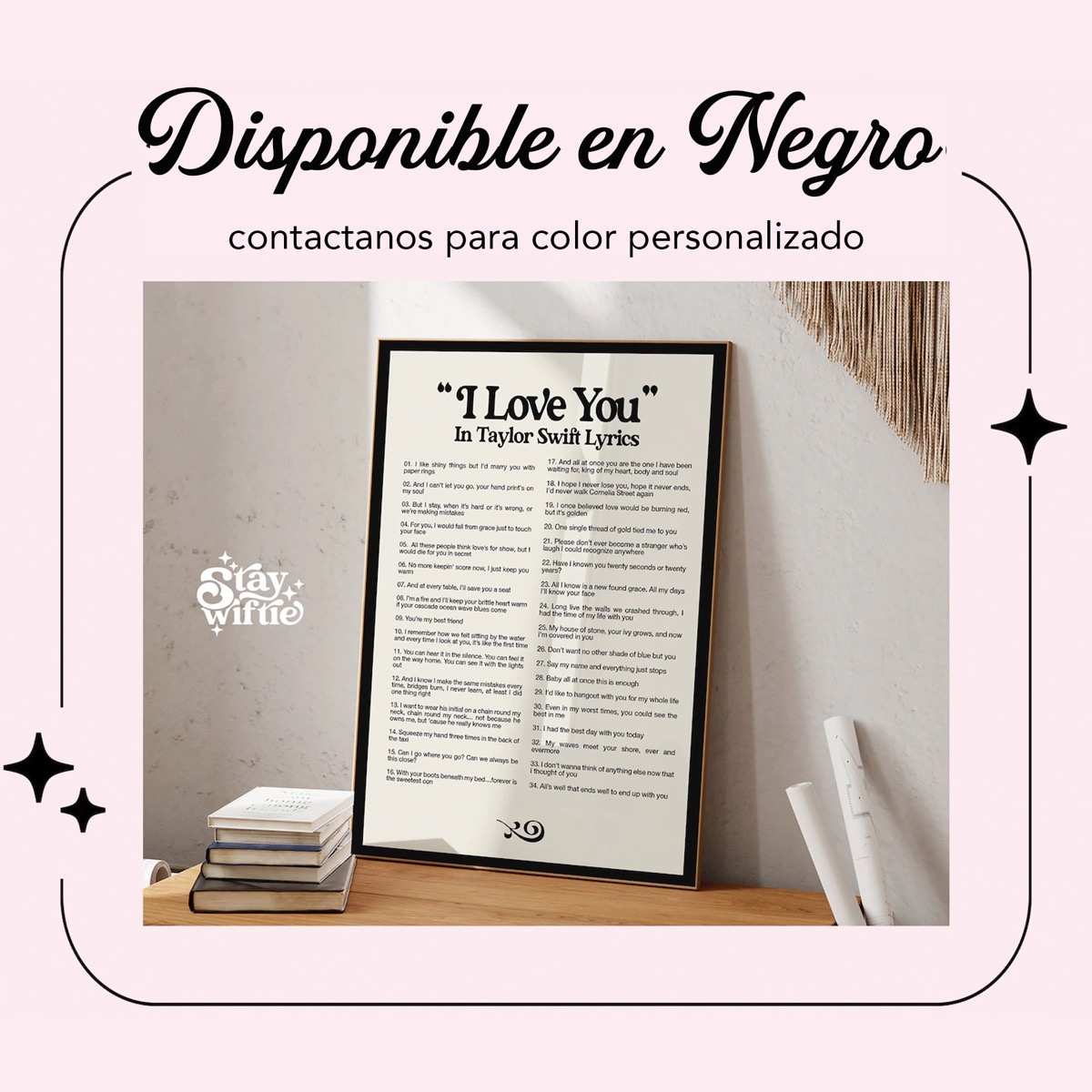 Foto 4 pulgar | Taylor Swift Cuadro Poster Enmarcado I Loye You Madera