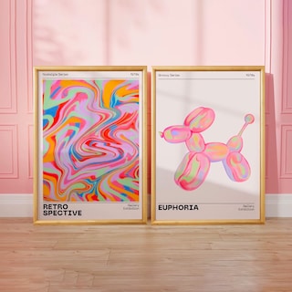 Foto 1 | Set 2 Cuadros Trendy Holographic 70s Aesthetic Pastel Madera