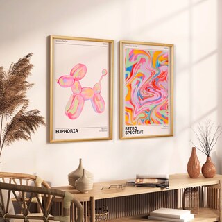 Foto 2 | Set 2 Cuadros Trendy Holographic 70s Aesthetic Pastel Madera