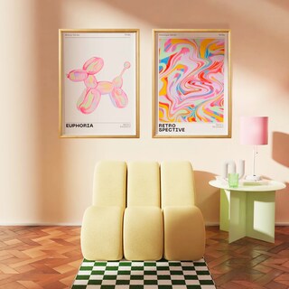 Foto 3 | Set 2 Cuadros Trendy Holographic 70s Aesthetic Pastel Madera