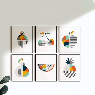 Foto 2 | Set 6 Cuadros Frutas Comedor Moderno Abstracto Marco Madera
