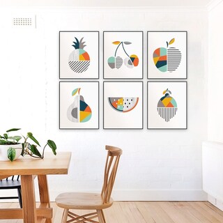 Foto 3 | Set 6 Cuadros Frutas Comedor Moderno Abstracto Marco Madera