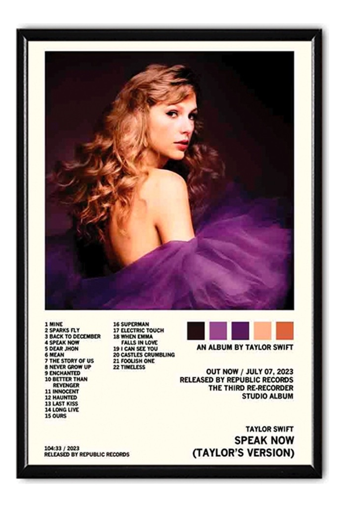 Foto 1 | Taylor Swift Álbum Music Tracklist Cuadro Con Marco Madera