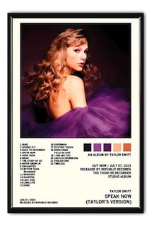 Foto 1 | Taylor Swift Álbum Music Tracklist Cuadro Con Marco Madera