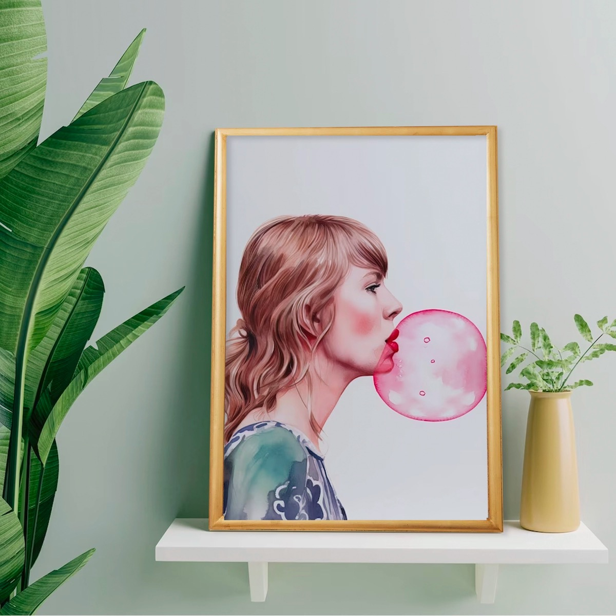 Cuadro Taylor Swift Chicle Bubble Gum Pop Con Marco Madera