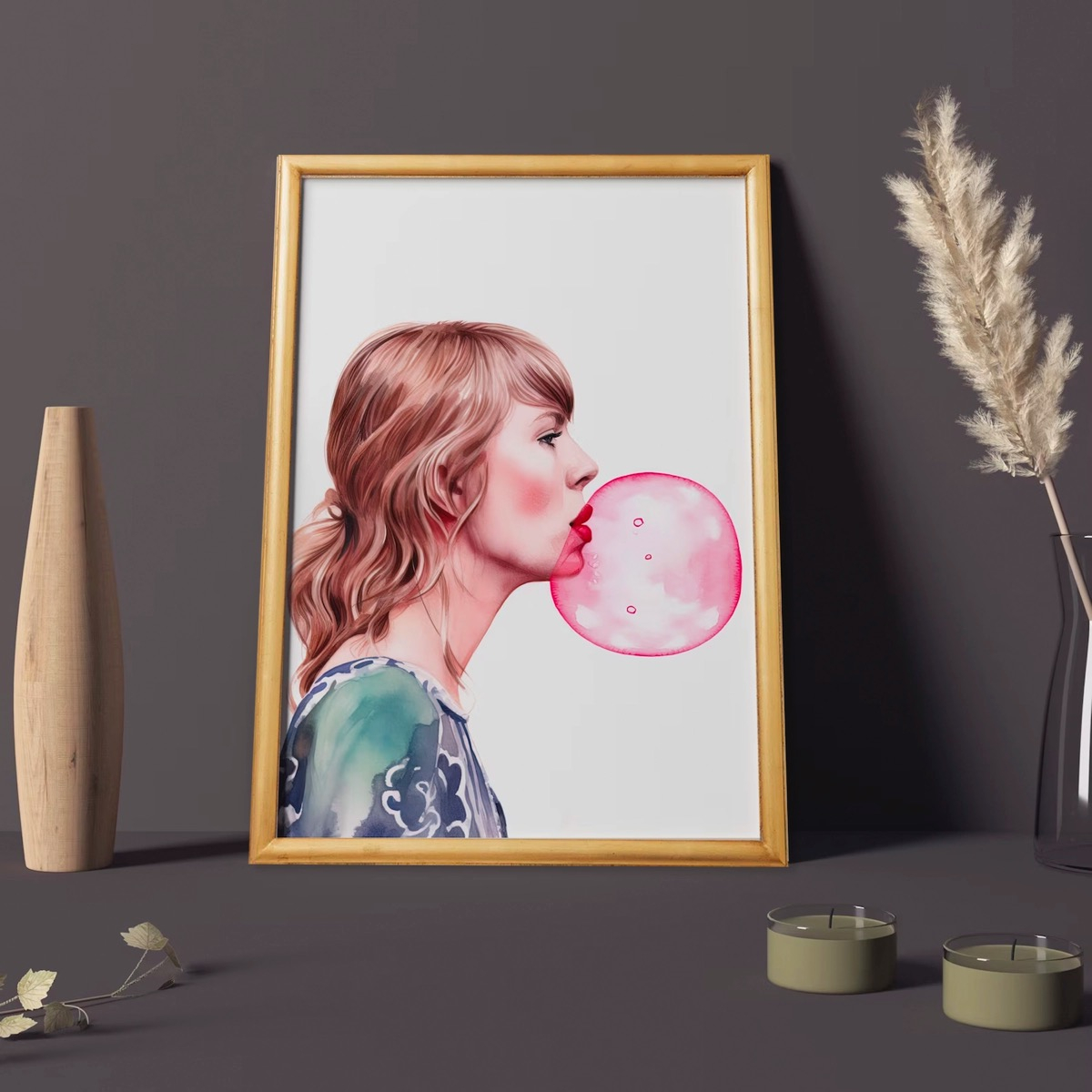 Foto 3 | Cuadro Taylor Swift Chicle Bubble Gum Pop Con Marco Madera