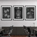 Set 3 Cuadros Naves Star Wars Patentes Con Marcos De Madera
