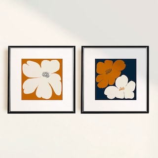 Foto 1 | Set 2 Cuadros Flores Abstractas Minimalistas Neutral Moderno