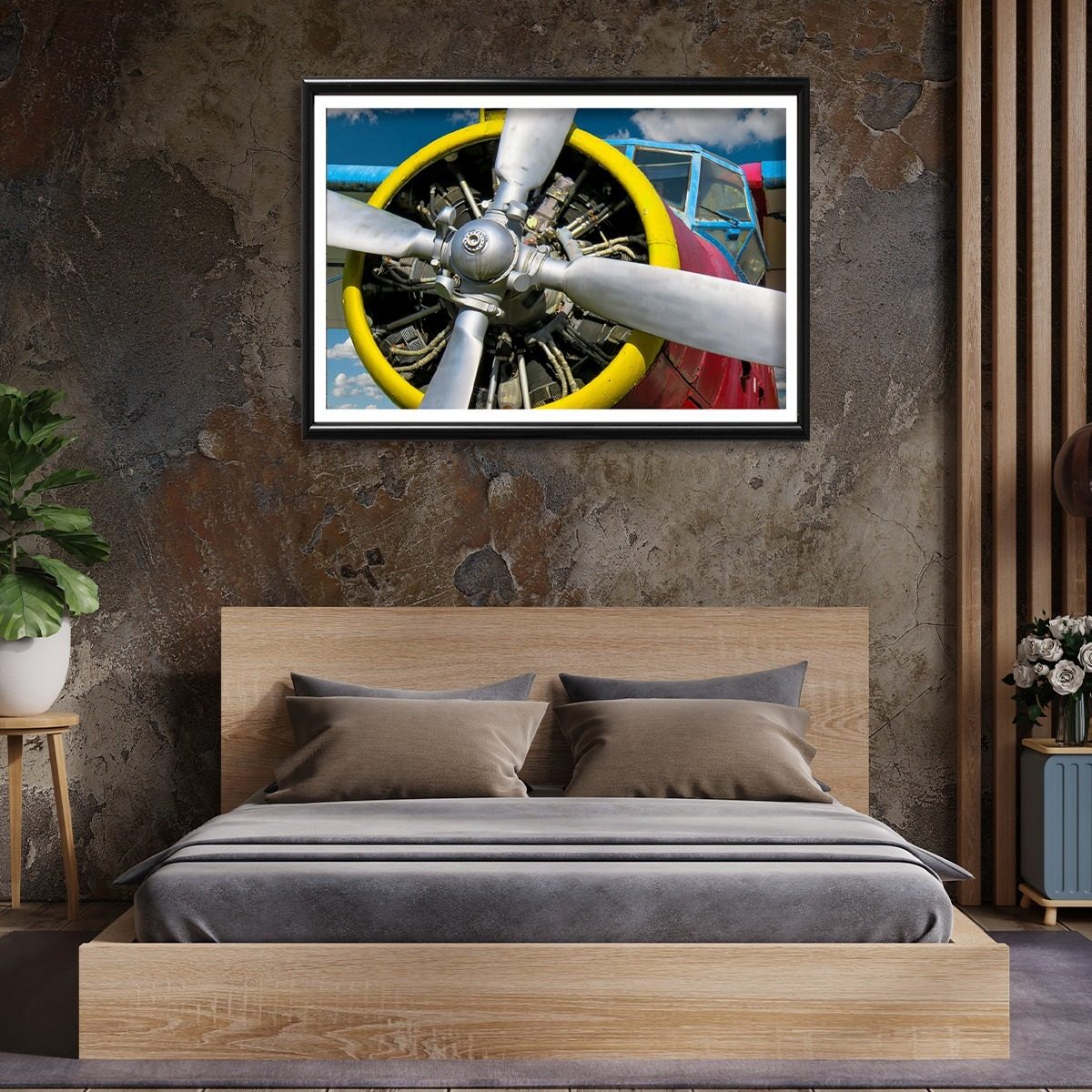 Foto 4 pulgar | Cuadro Decorativo Hélice Avión Con Marco Negro Moderno