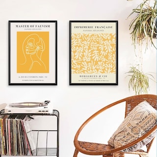 Foto 1 | Set 2 Cuadros Matisse Amarillo Arte Moderno Marco Madera
